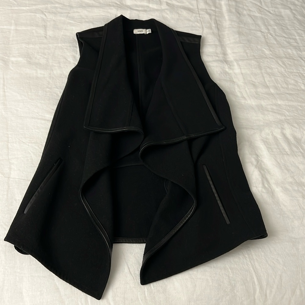Vince Vest Wool with Leather Accents